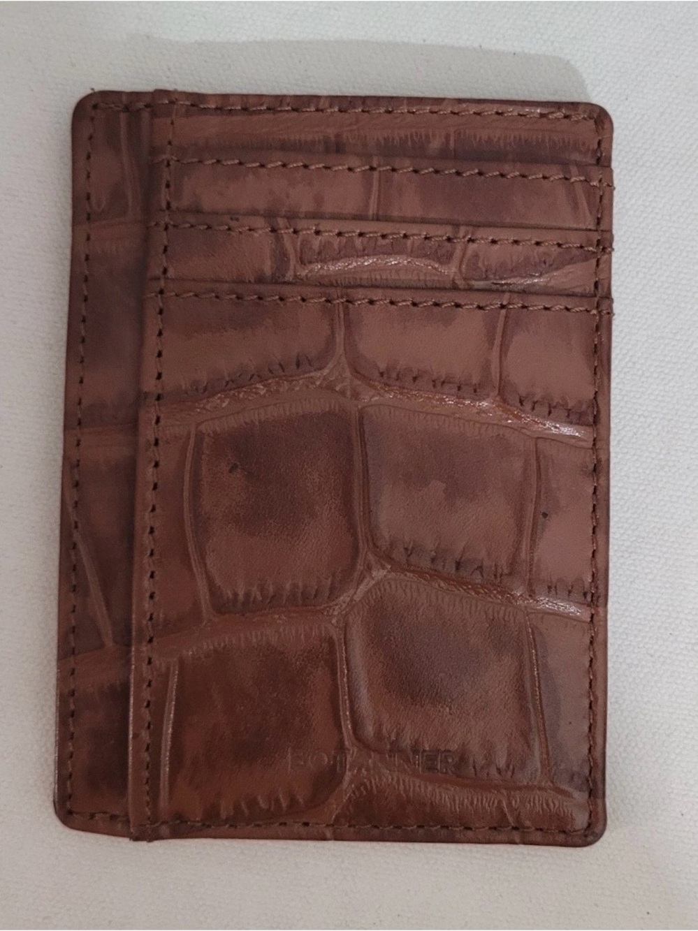 Botanner Brown Croc Embossed Leather Slim Wallet Card ID Holder Minimalist